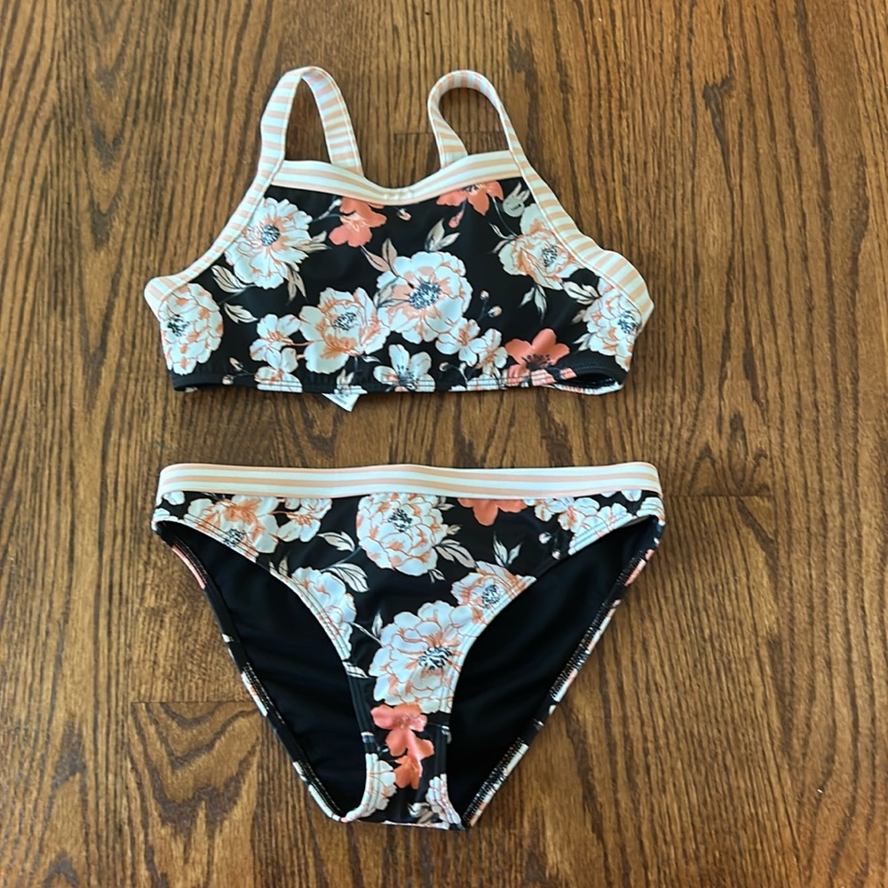 Roxy Girls' Island Trip Crop Top Swimsuit Set Size 14